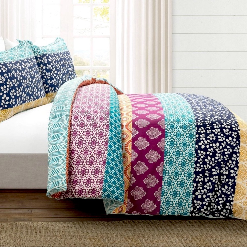 🆕Lush Decor Multicolor 3-piece Cotton Duvet Bedding Set❤️Full/Queen MSRP: $115 - Picture 3 of 9